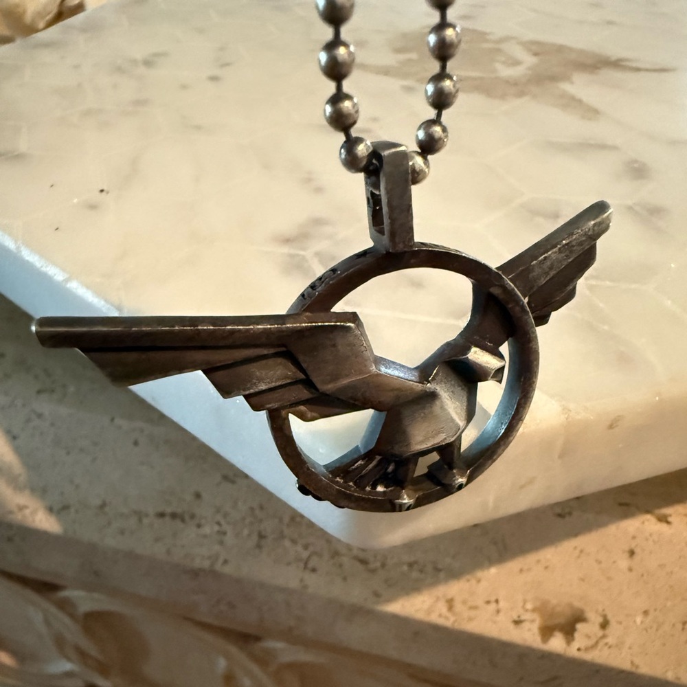 Silver Eagle with open Winged Pendant Necklace. Very unique look